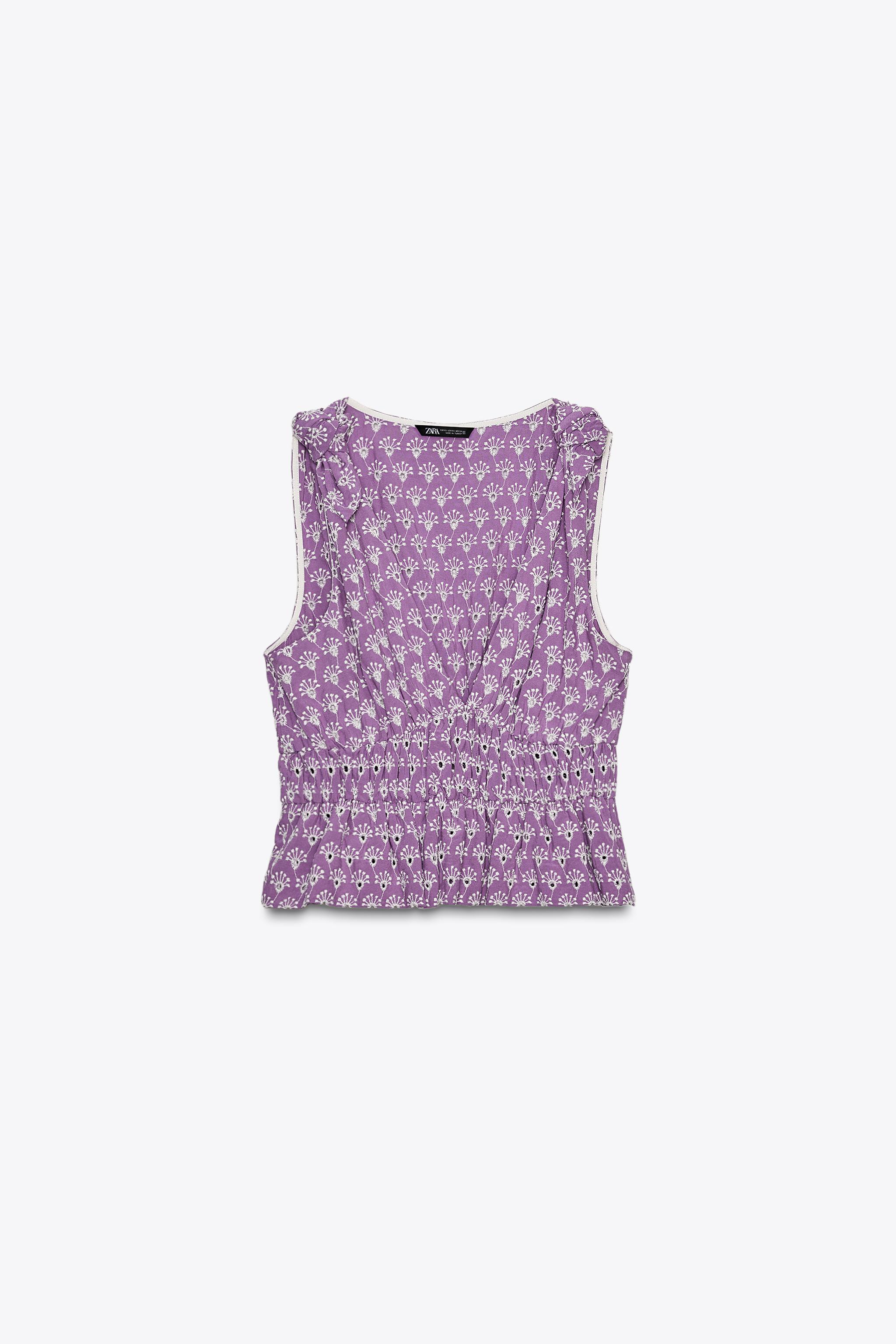 EMBROIDERED EYELET TIE TOP